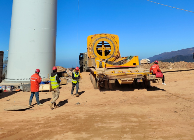 歐陽海風(fēng)電場二期項目風(fēng)機(jī)吊裝進(jìn)入收尾階段